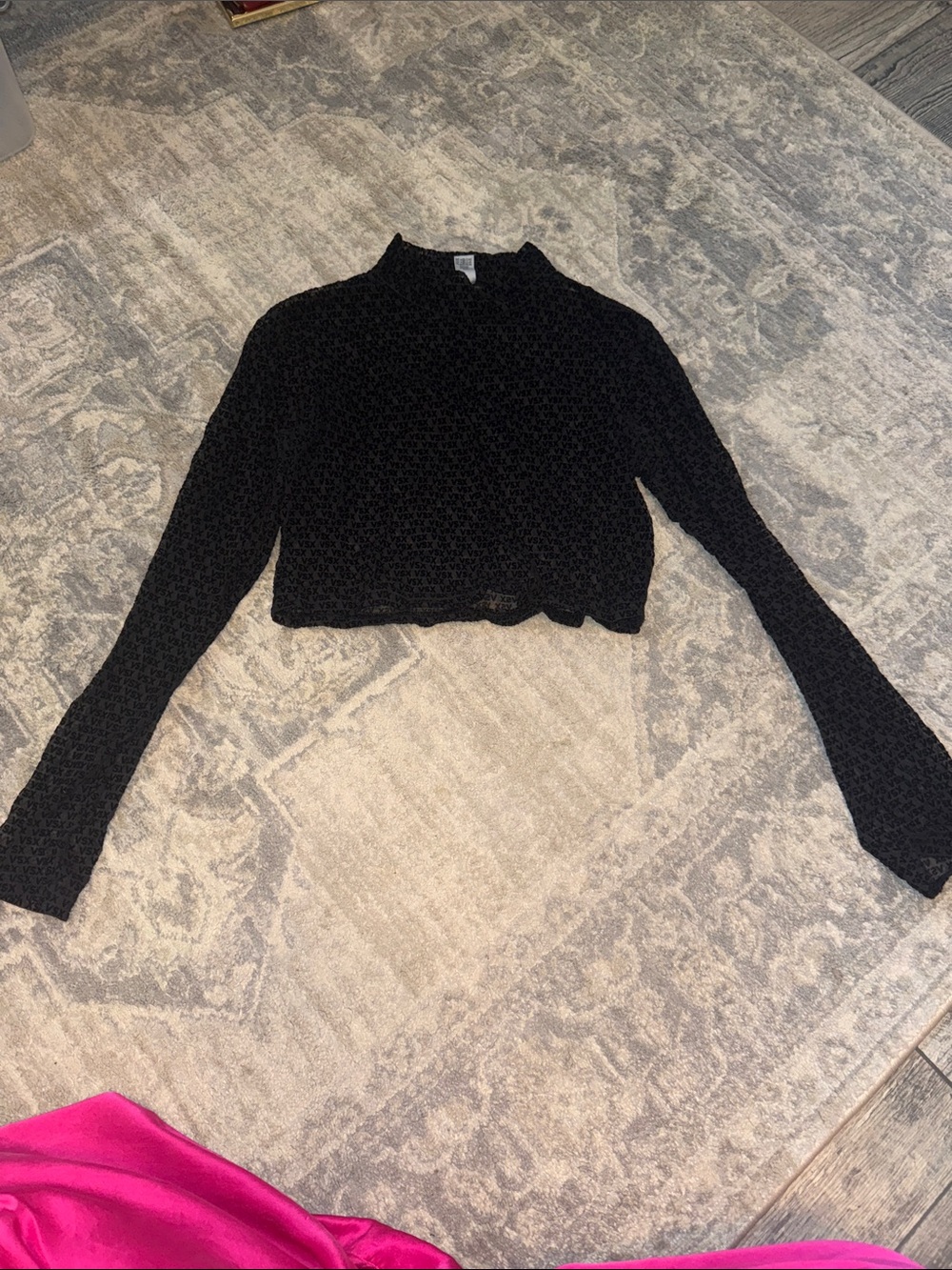 Victoria's Secret VSX Black Long-Sleeve Cropped Mock-Neck Top